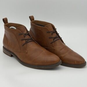 Parker & Sky Men's Brown Faux Leather Chukka Boots Lace Up Ankle Boots Size 11